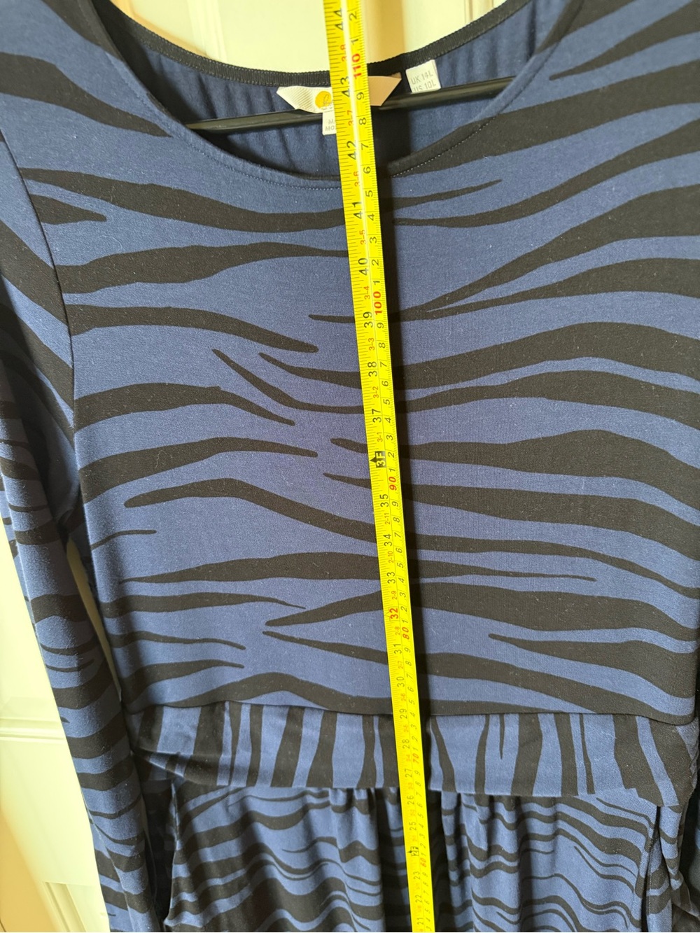 Boden Navy Blue & Black Zebra Print Long Sleeve Jersey Dress – US 10L / UK 14 - Picture 4 of 7